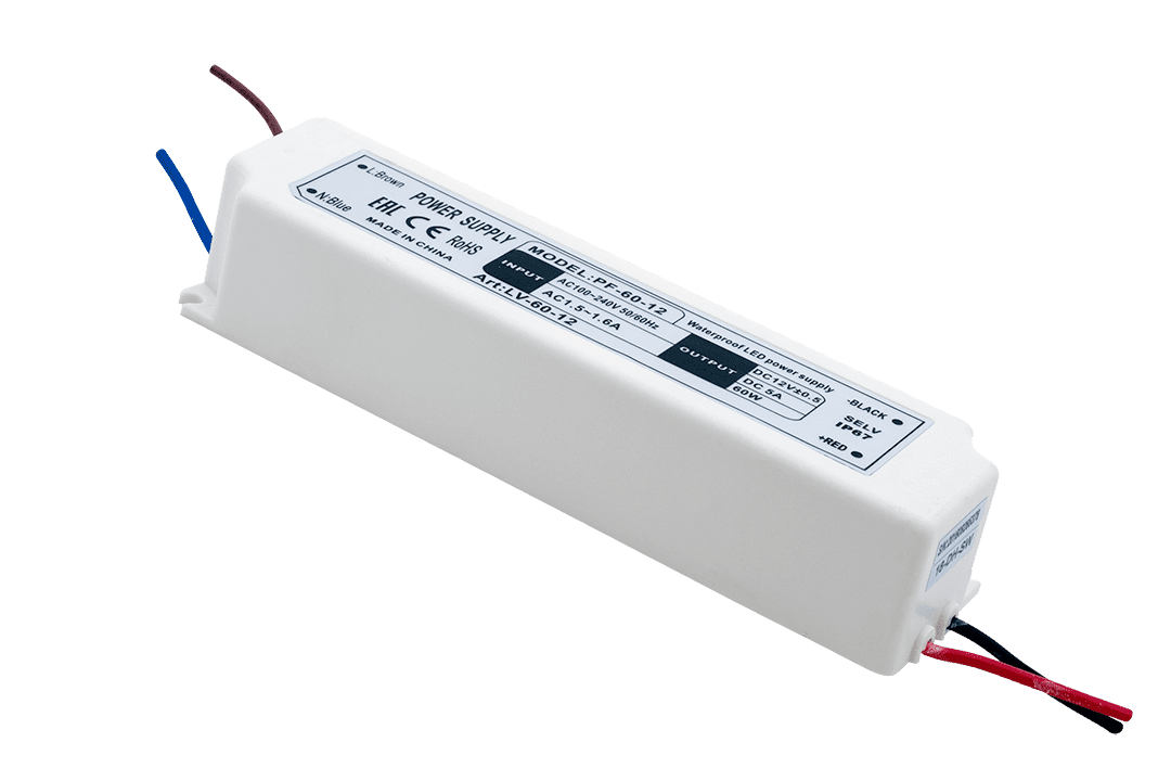 Блок Питания для ленты IP 67 пластик 60 W, 12V