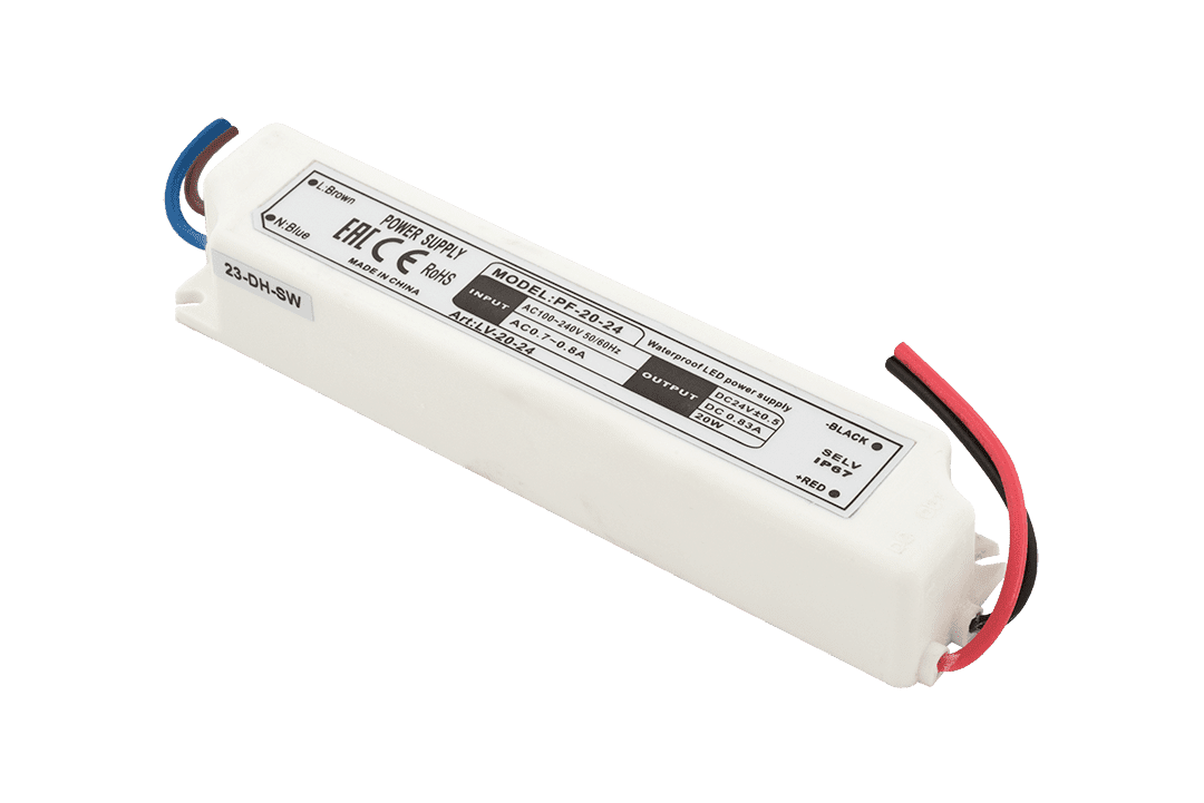 Блок Питания для ленты IP 67 пластик 20 W, 24V