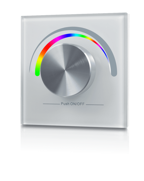 Радио панель W-RGB (W) встраиваемая в стену с валкодером на 1 зону  для RGB ленты, белая